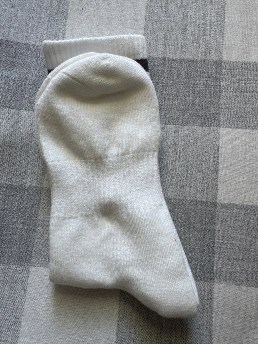 lululemon athletica White Crew Socks with Red and Gray Stripes-NWOT